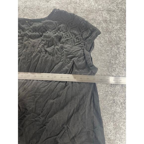 Terra & Sky Black Lace Crochet Yoke Short Sleeve Top Blouse Women's Size 2X - Picture 7 of 7